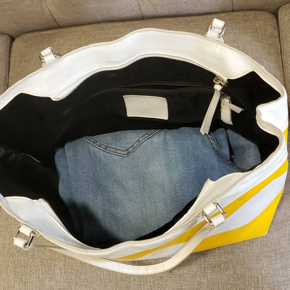 Coach sunburst yellow white stripe shoulder bag - Picture 13 of 16